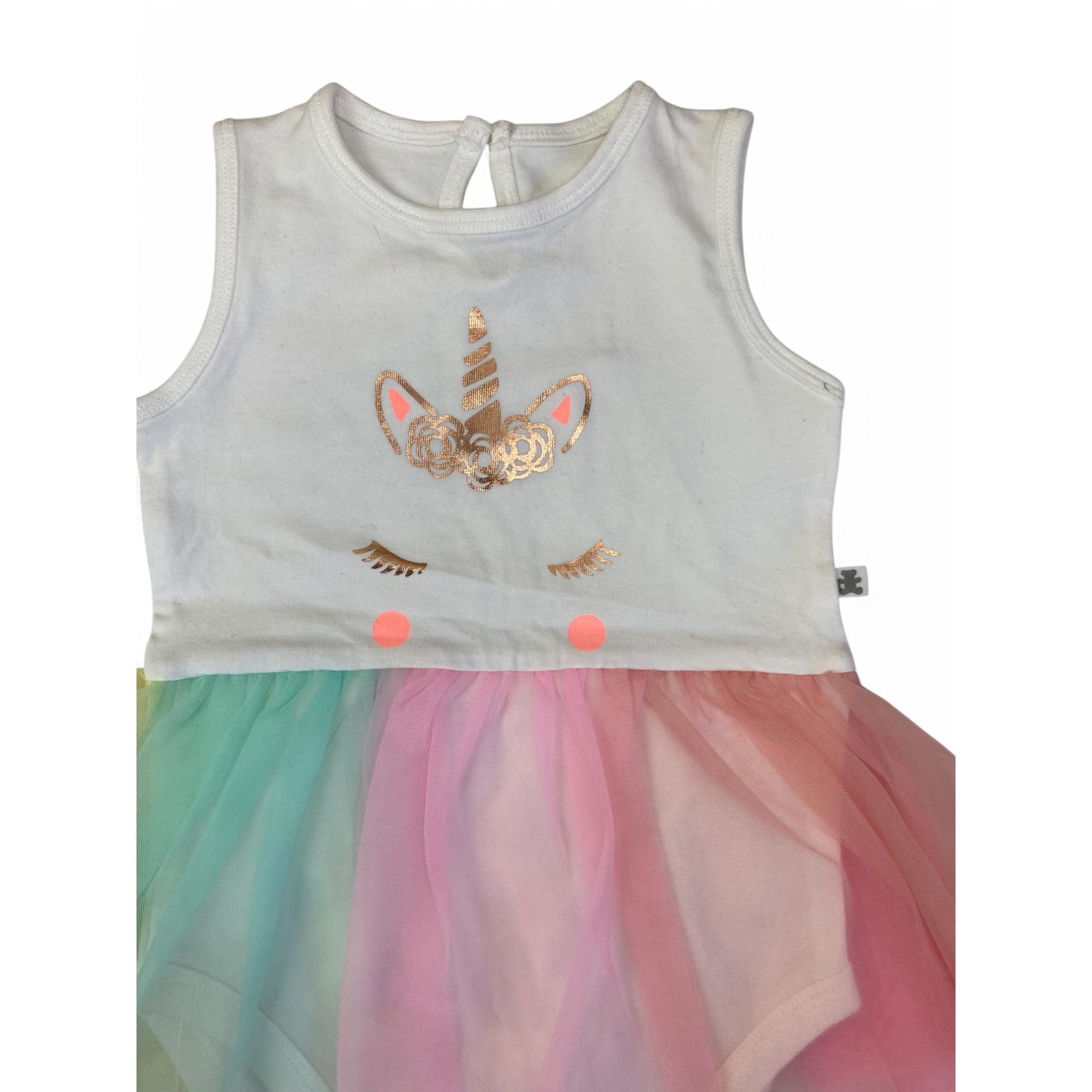 12-18M White & Pastel Tulle Unicorn Romper Dress - Woolworths
