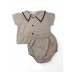 9-12M Beige Bib Collar Lightweight Set - Little Sprout