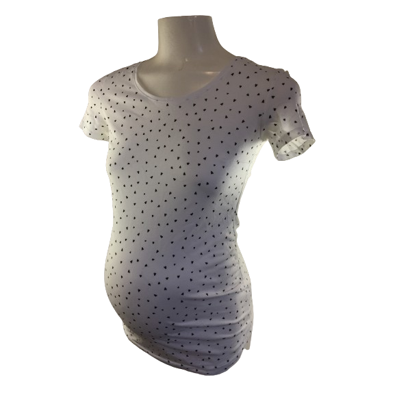 EUR Small - White & Black Heart Maternity T Shirt - H&M