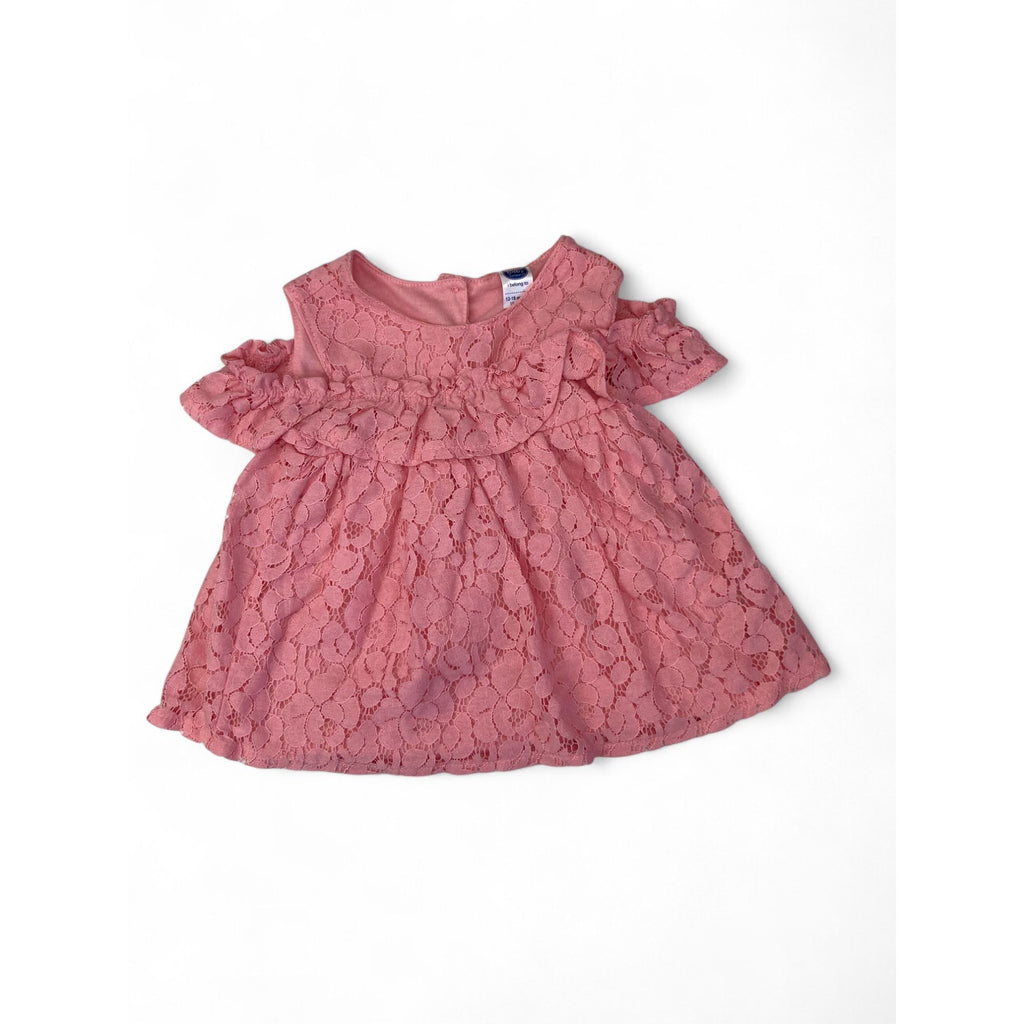 12-18M Pink Lace Cold Shoulder Tunic Top - Ackermans