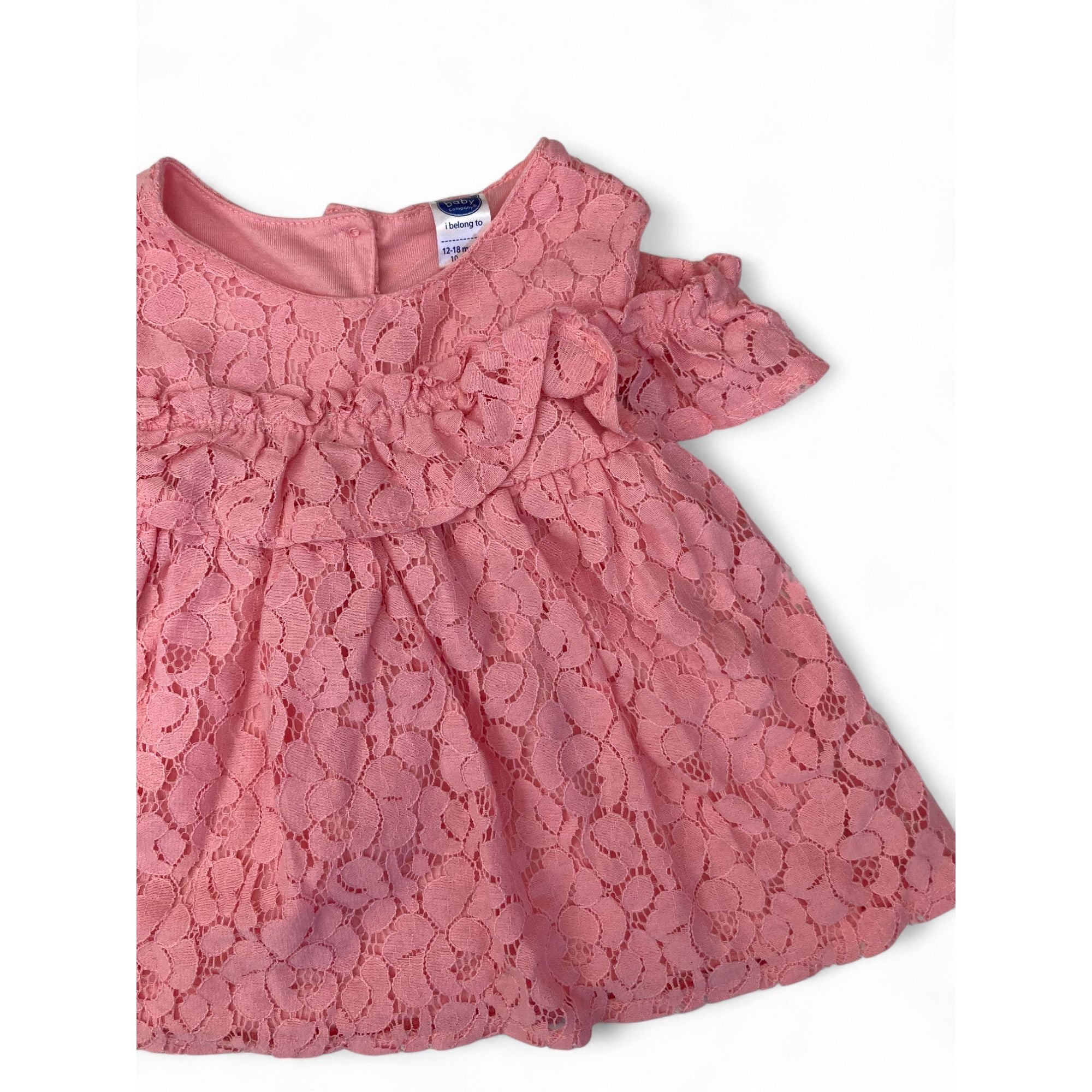 12-18M Pink Lace Cold Shoulder Tunic Top - Ackermans