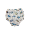 0-3M White & Blue Fish Print Bloomer - Kapas