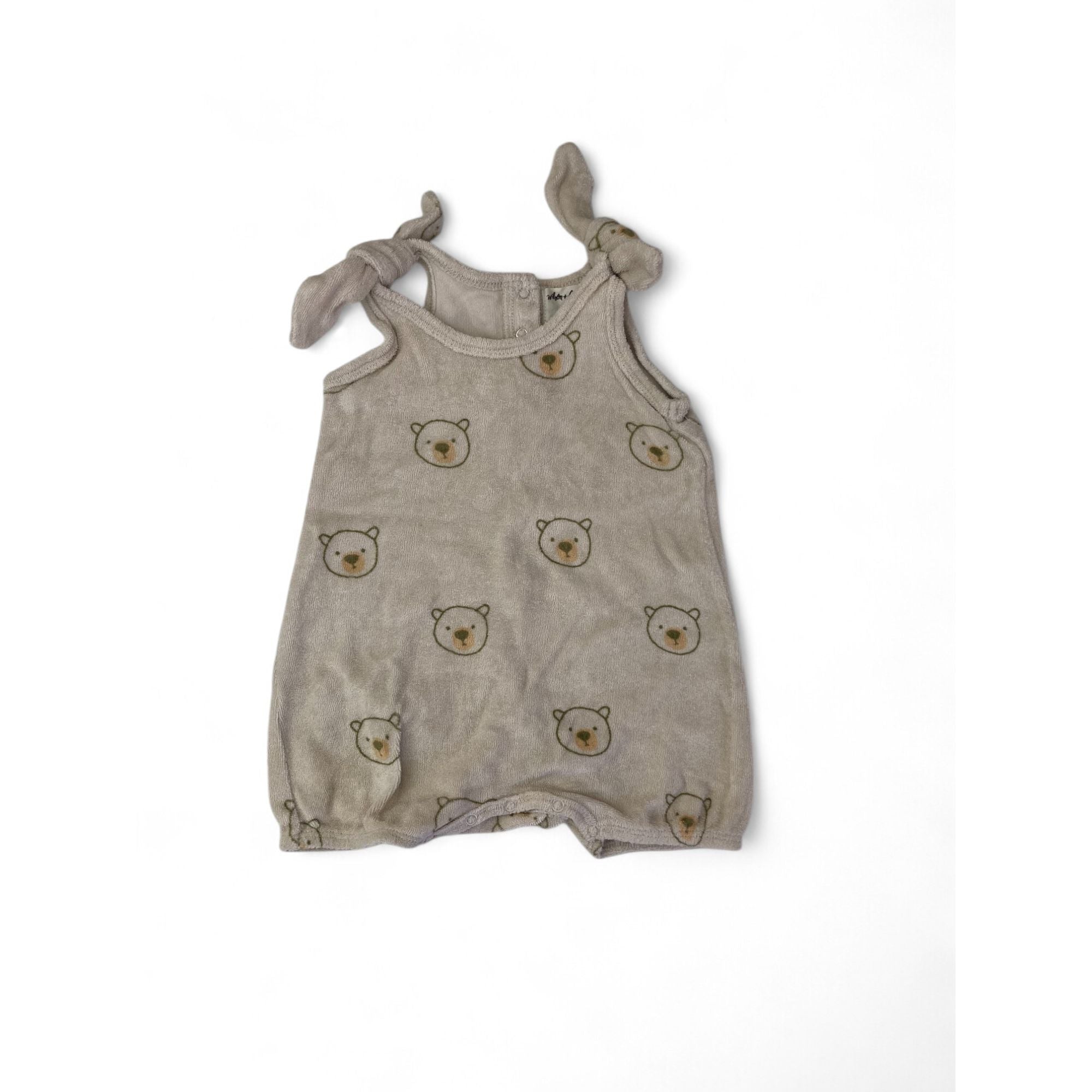 6-12M Beige Terry Bear Romper - Wilson + Frenchy