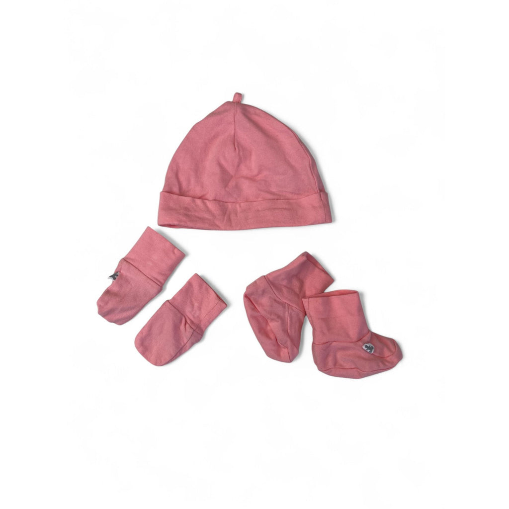 3-6M Coral Beanie, Mittens & Booties - Woolworths