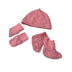 3-6M Coral Beanie, Mittens & Booties - Woolworths
