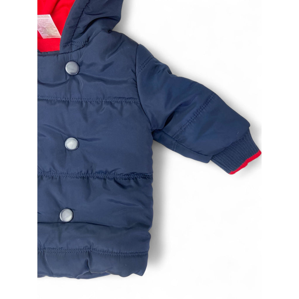 0-3M Navy Blue Puffer Hooded Jacket - Clicks