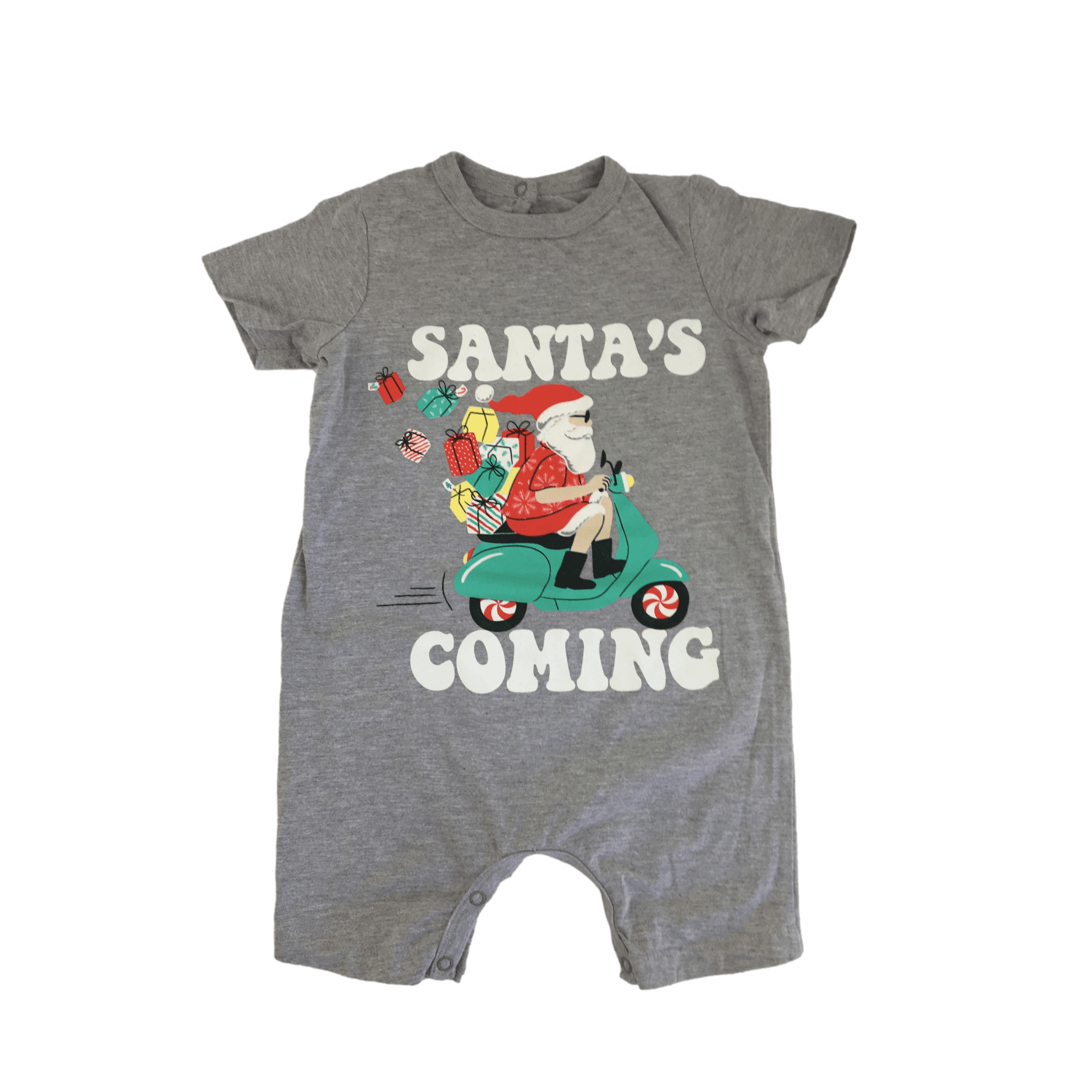 Newborn Grey Melange "Santa's Coming" Romper - Woolworths