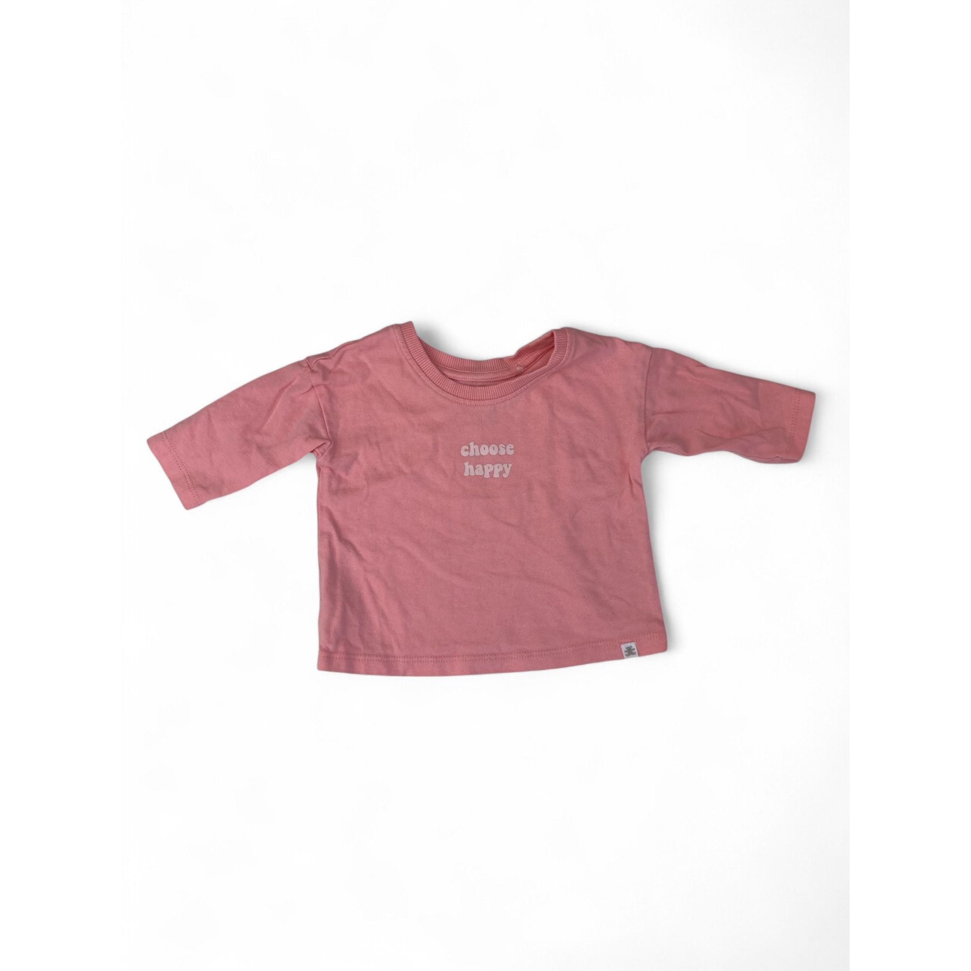 1-3M Pink & Cream "Choose Happy" Long Sleeve T Shirt - Woolworths
