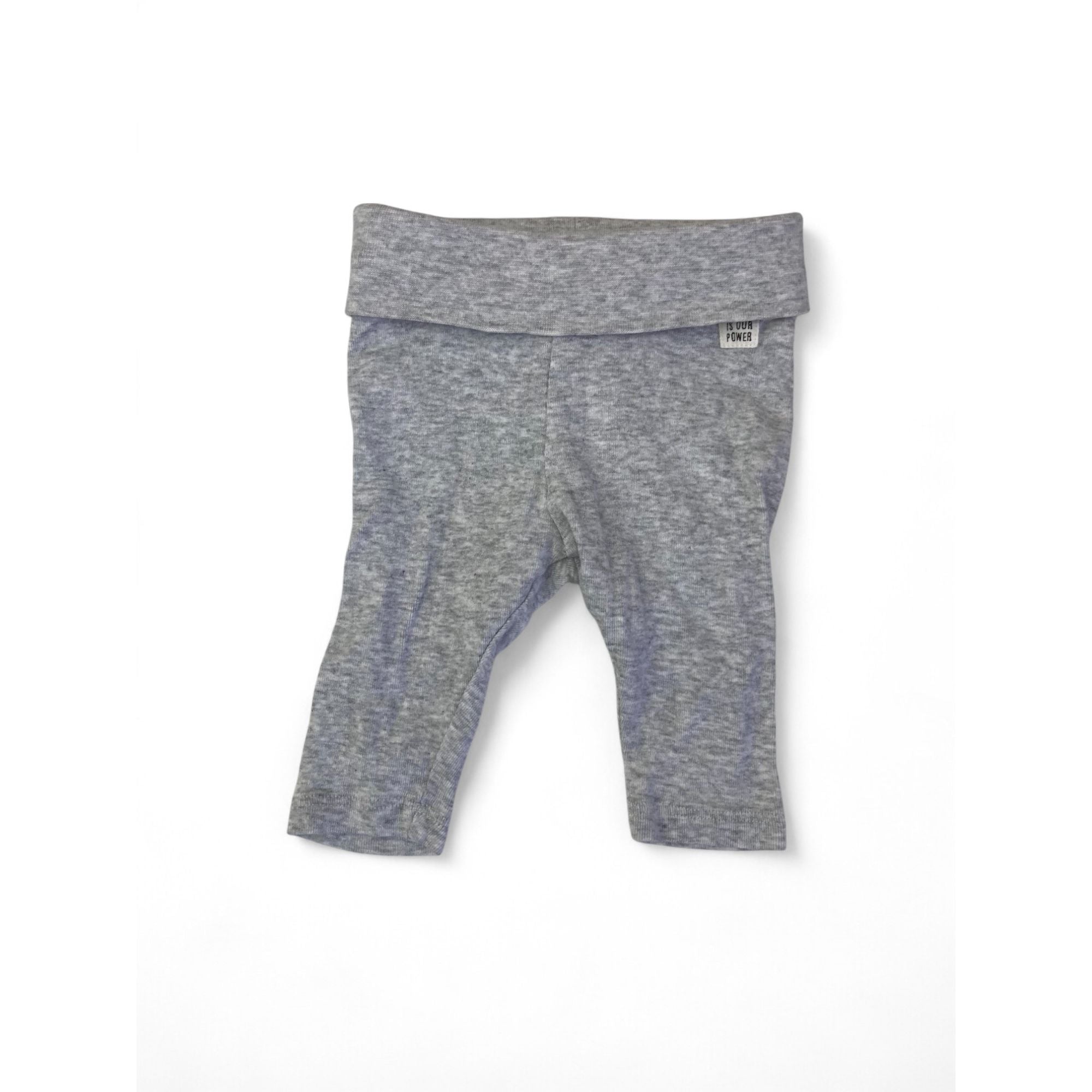 UK 1-2M Grey Melange Organic Cotton Leggings - H&M