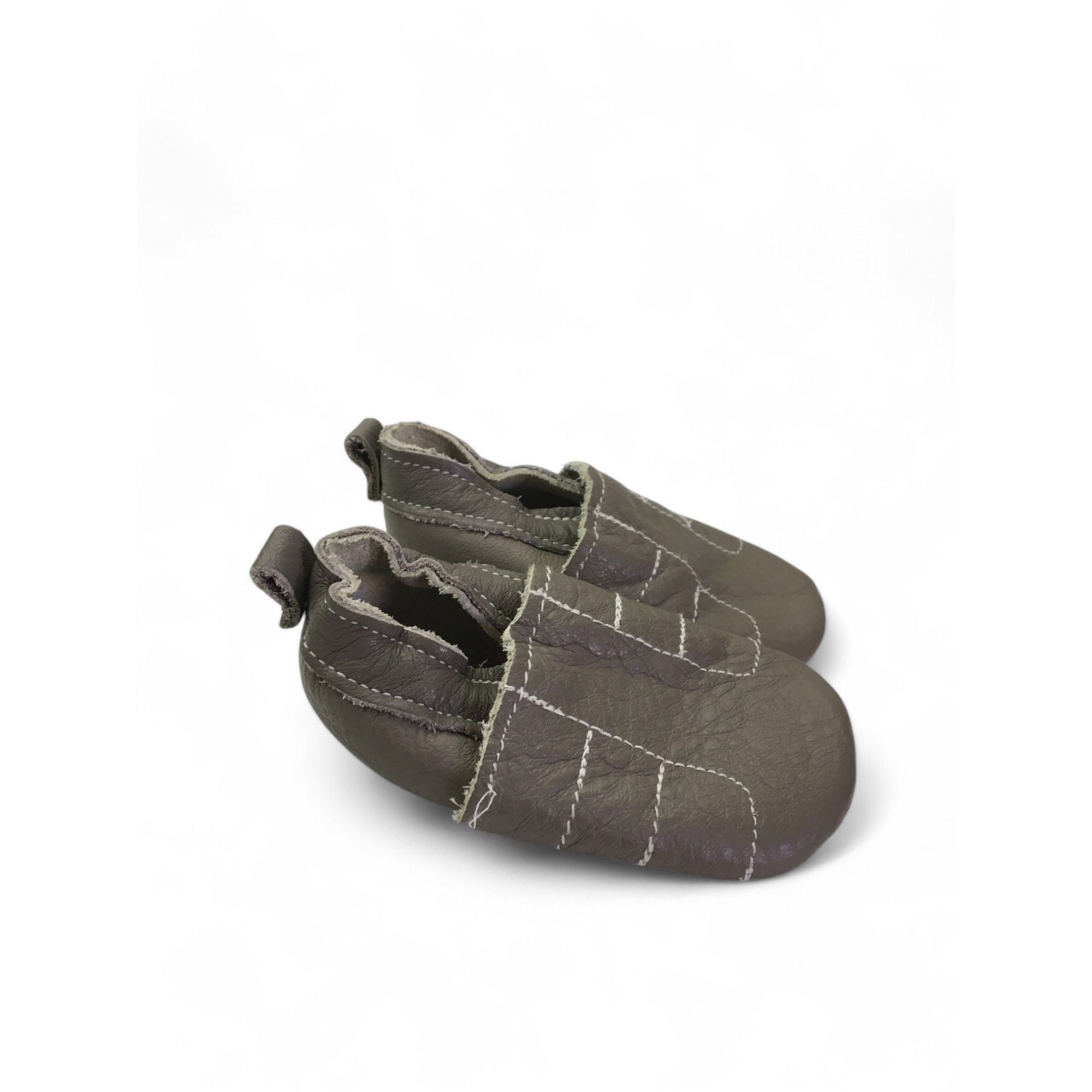 6-9M Grey Leather Slippers