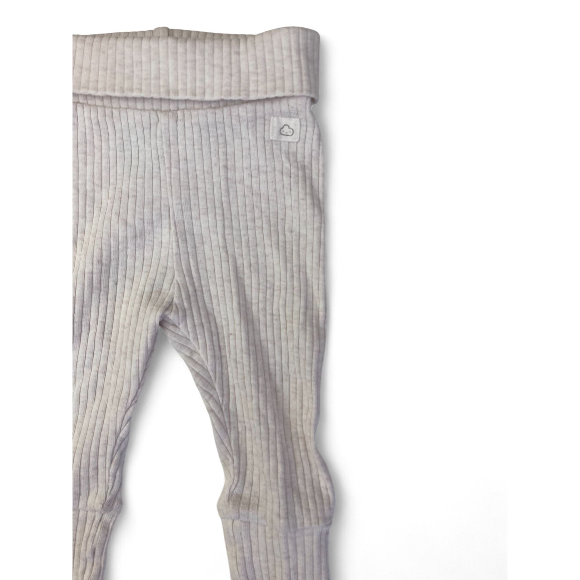 UK 2-4M Cream Ribbed Leggings & Beanie - H&M