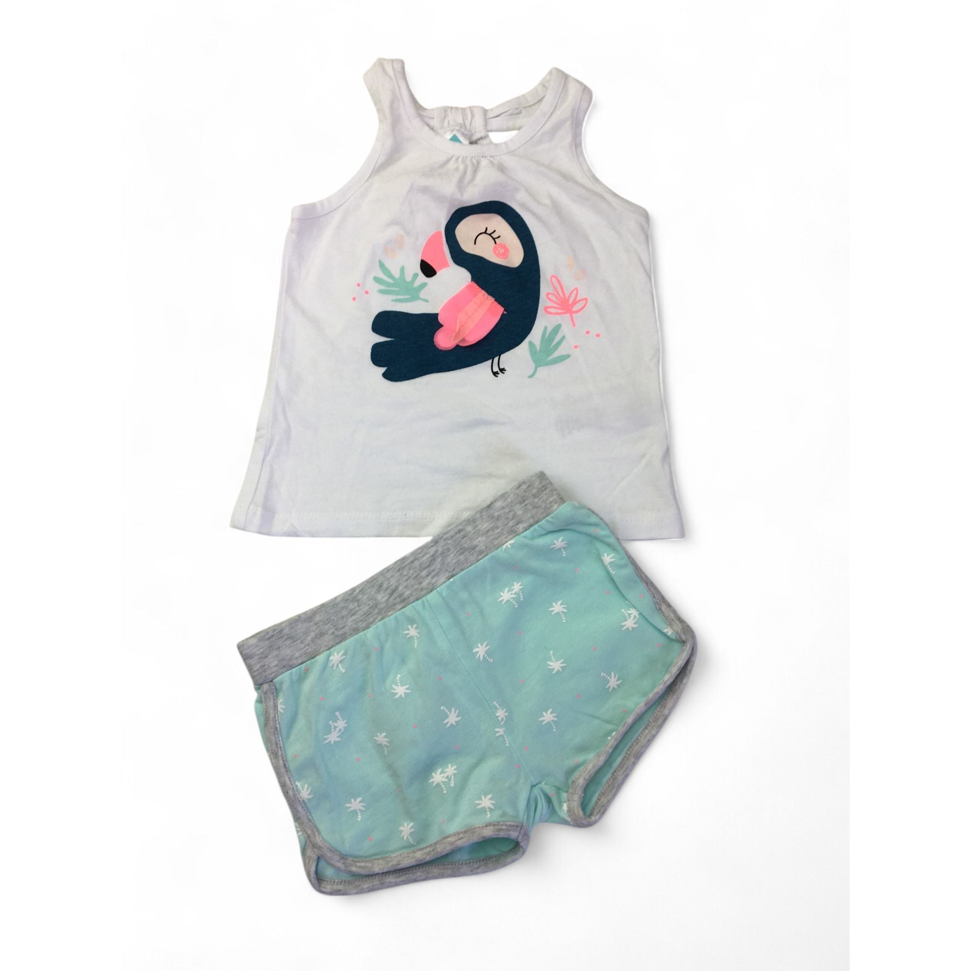6M White & Blue Toucan Top & Shorts Set - Tex Baby
