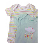 FR 2-6M Mint & Pastel Stripe Summer Bodysuits - Lupilu