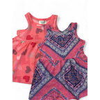 0-3M Pink Heart & Navy Paisley Tank Dresses - Cuddlesome