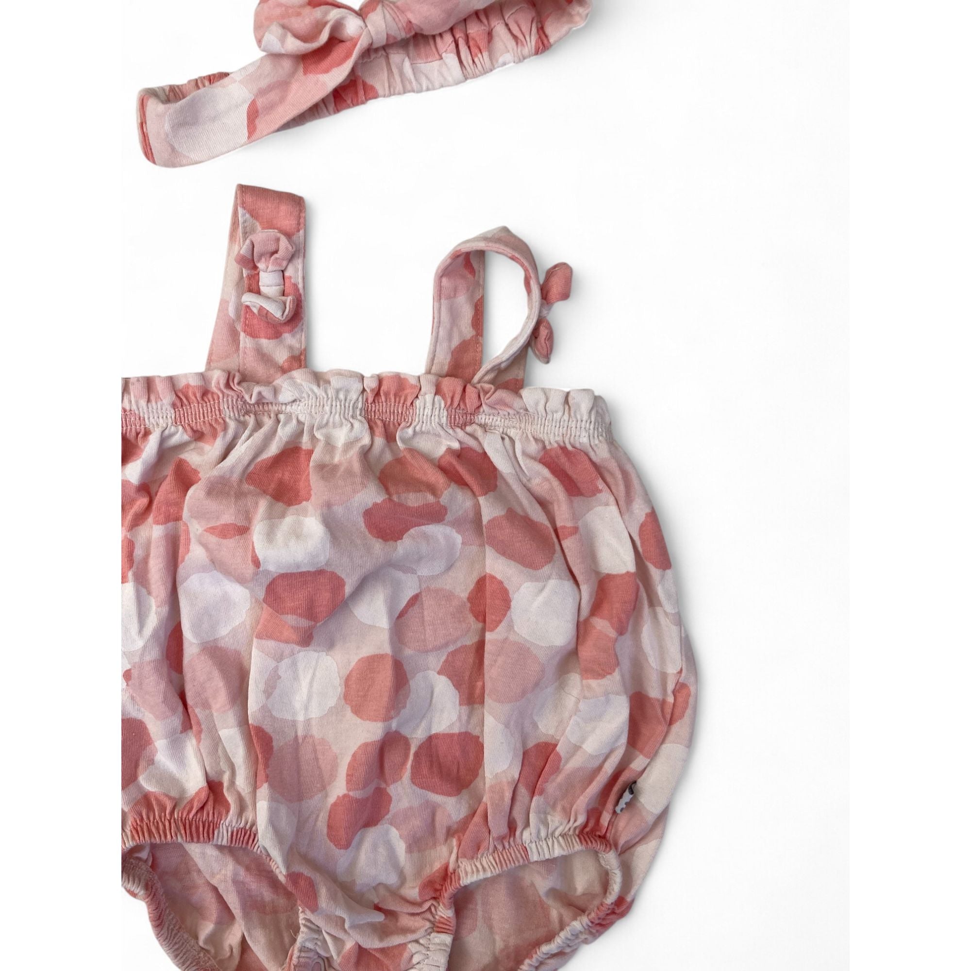 3-6M White & Pink Dotted Strappy Romper & Headband - Woolworths