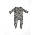 0-3M Stone & Black Leopard Print Zip Onesie - Cotton On