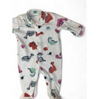 1-3M Cream & Pastel Dinosaur Velour Snap Onesie - Woolworths