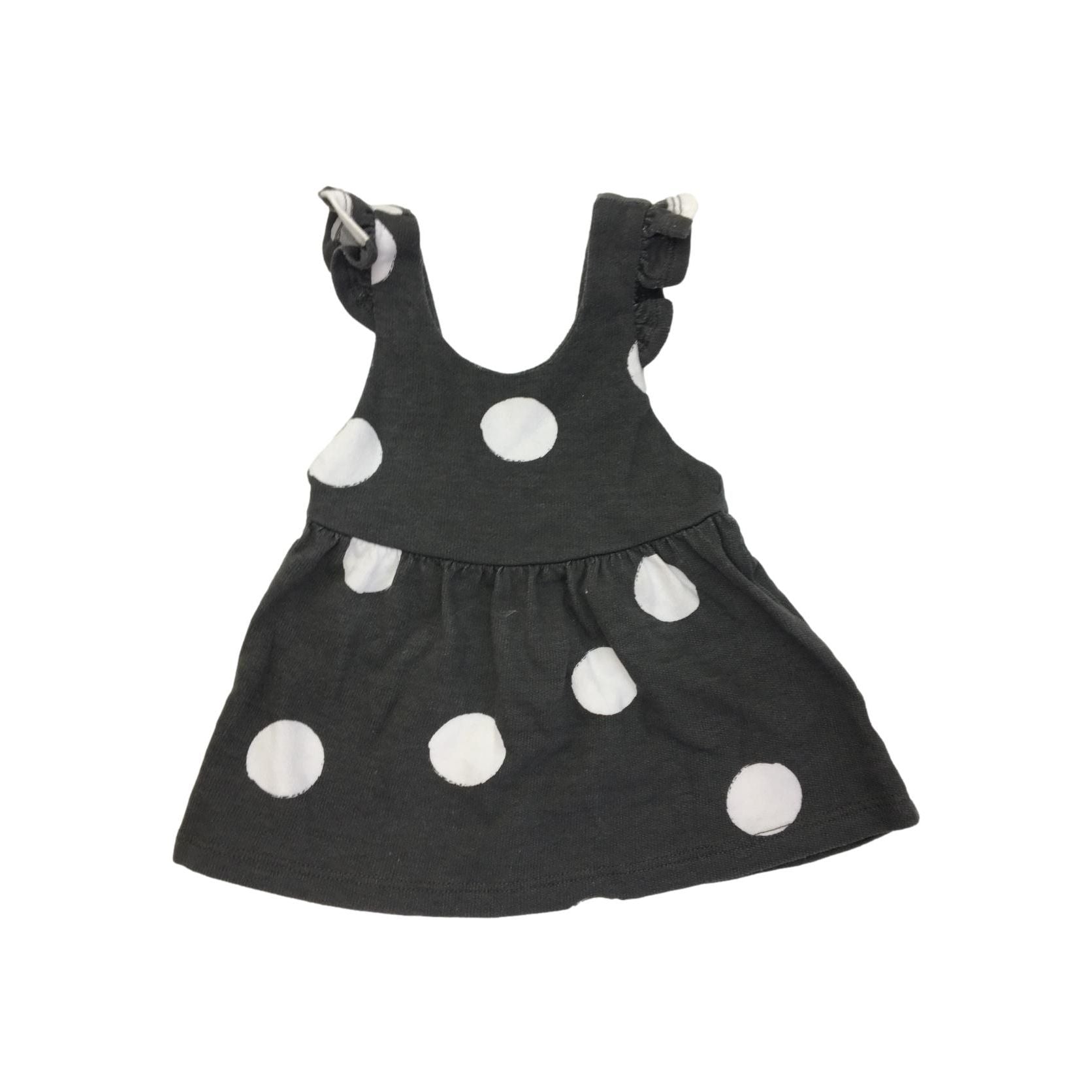 1-3M Grey & White Dotted Frill Pinafore Dress - Woolworths