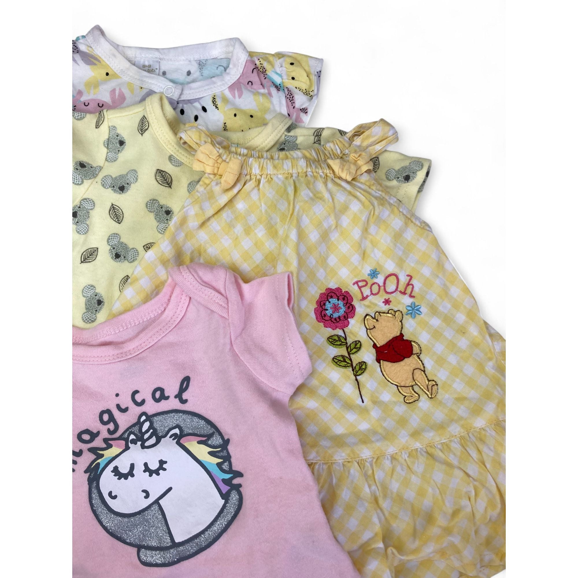 0-6M Yellow & Pink Rompers, Dress & Bodysuit - Tiny Tots, Ackermans