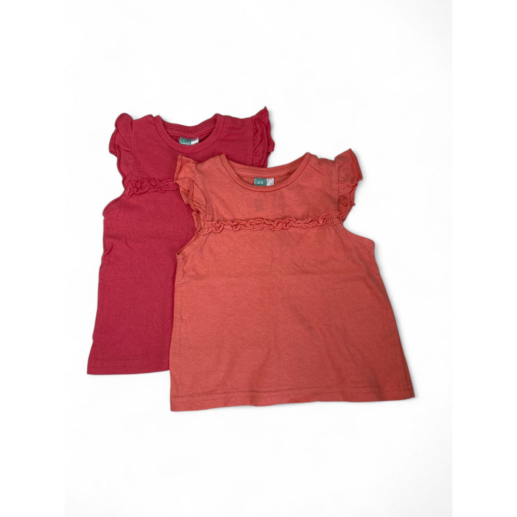 3-6M Coral & Pink Frill Detail Tops - Ackermans