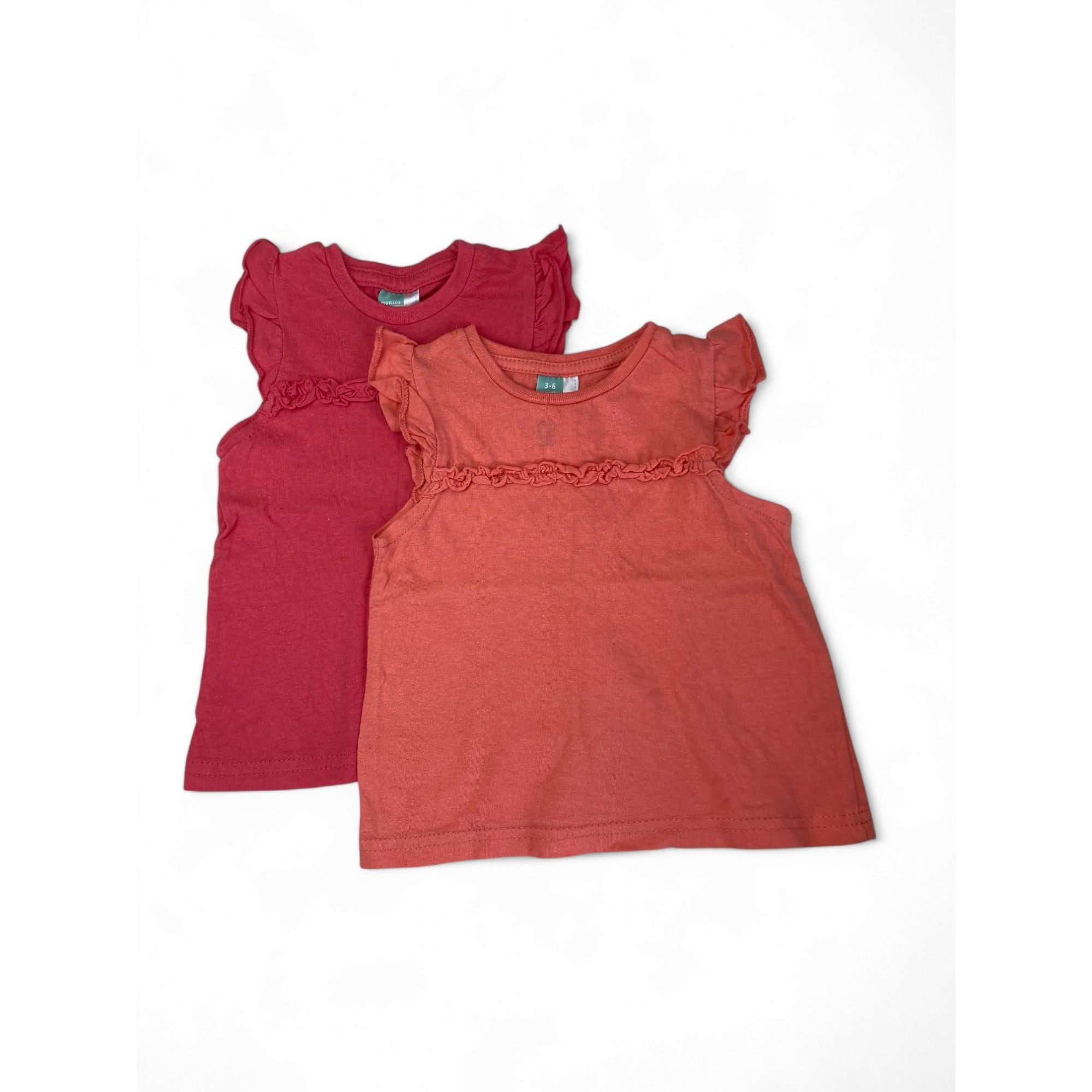 3-6M Coral & Pink Frill Detail Tops - Ackermans