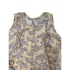 0-3M Beige & Purple Vine Sleeveless Romper - Sticky Fudge