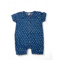 3-6M Blue Denim Heart Romper - Tiny Tots