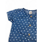 3-6M Blue Denim Heart Romper - Tiny Tots