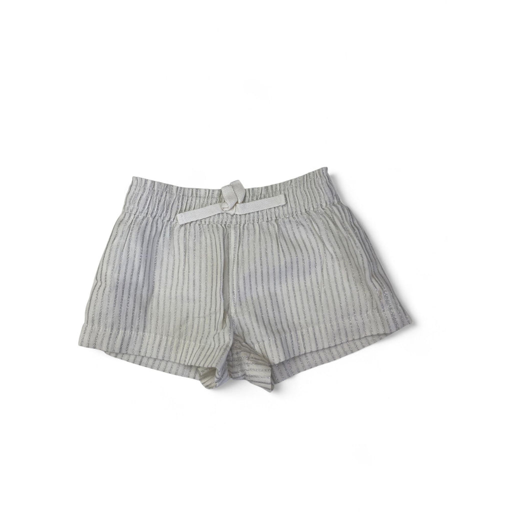0-3M White & Silver Lurex Stripe Shorts - Country Road
