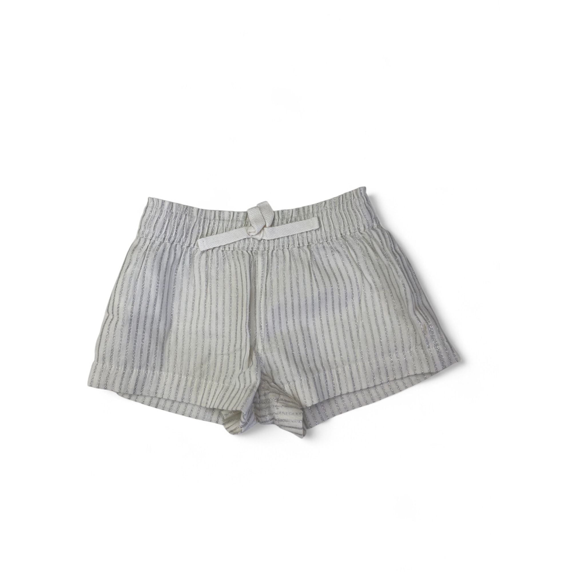0-3M White & Silver Lurex Stripe Shorts - Country Road