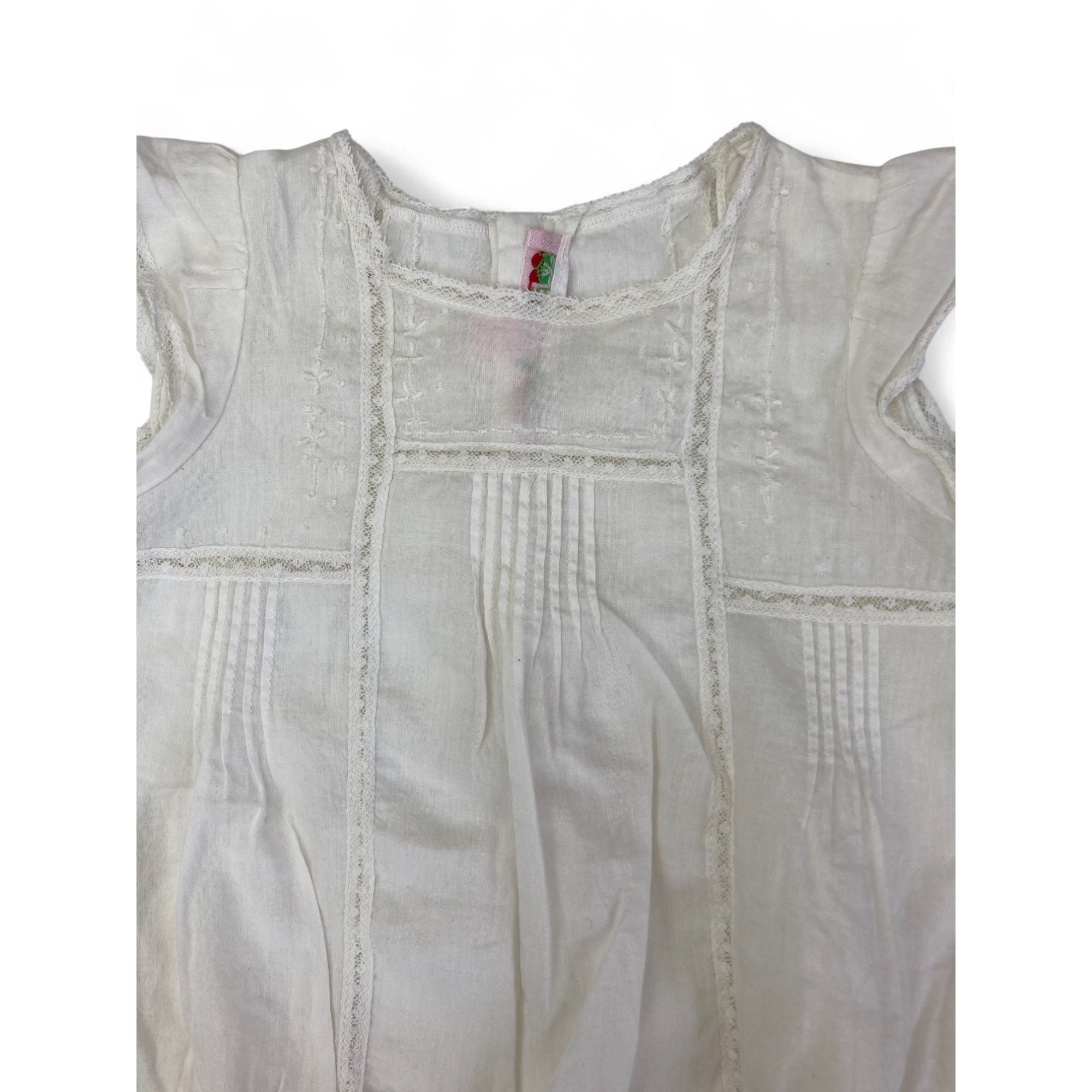 3M Cream Delicate Lace Trim Romper - Bonpoint