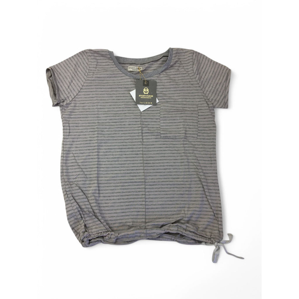 8-9Y Bark Stripe Taylor Top - Sticky Fudge