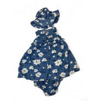 3-6M Dark Blue & White Floral Dress, Hat & Bloomer - Woolworths