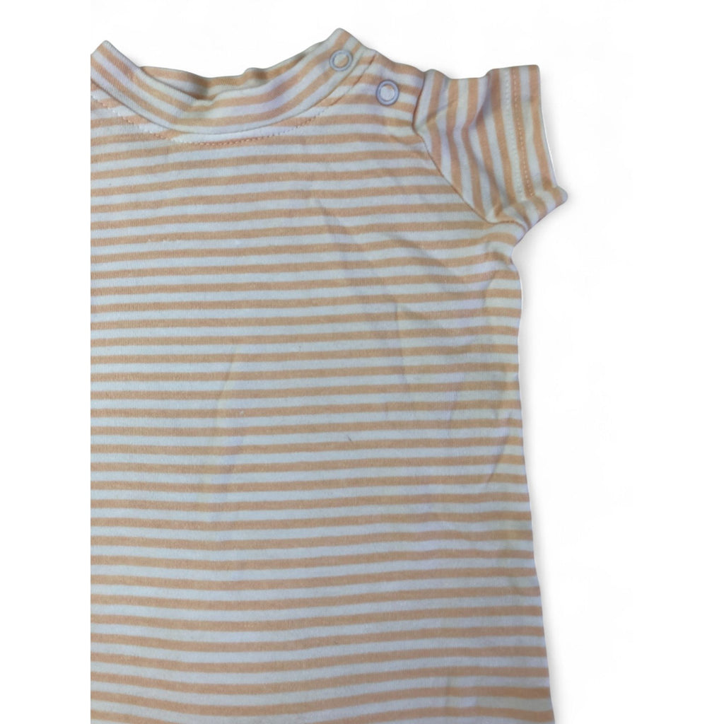 Newborn Peach & White Stripe Romper - 123