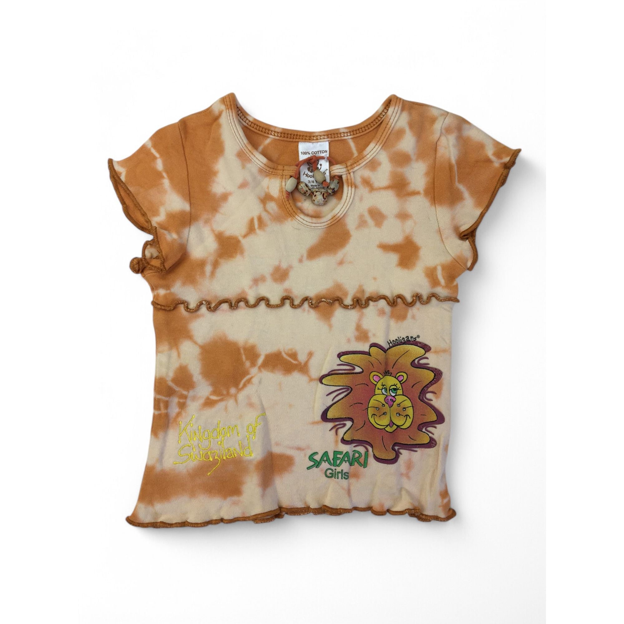 3-4Y Orange Tie-Dye Bead Detail Top - Hooligans