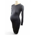 Small-Medium - Charcoal Grey Bodycon Maternity Dress -AH