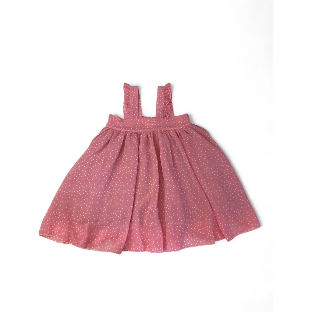 5-6Y Coral & White Dotty Chiffon Dress - Pop Candy
