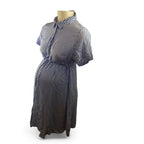 Size 38 - Blue & White Stripe Maternity & Nursing Viscose Shirt Dress - Oakridge Maternity