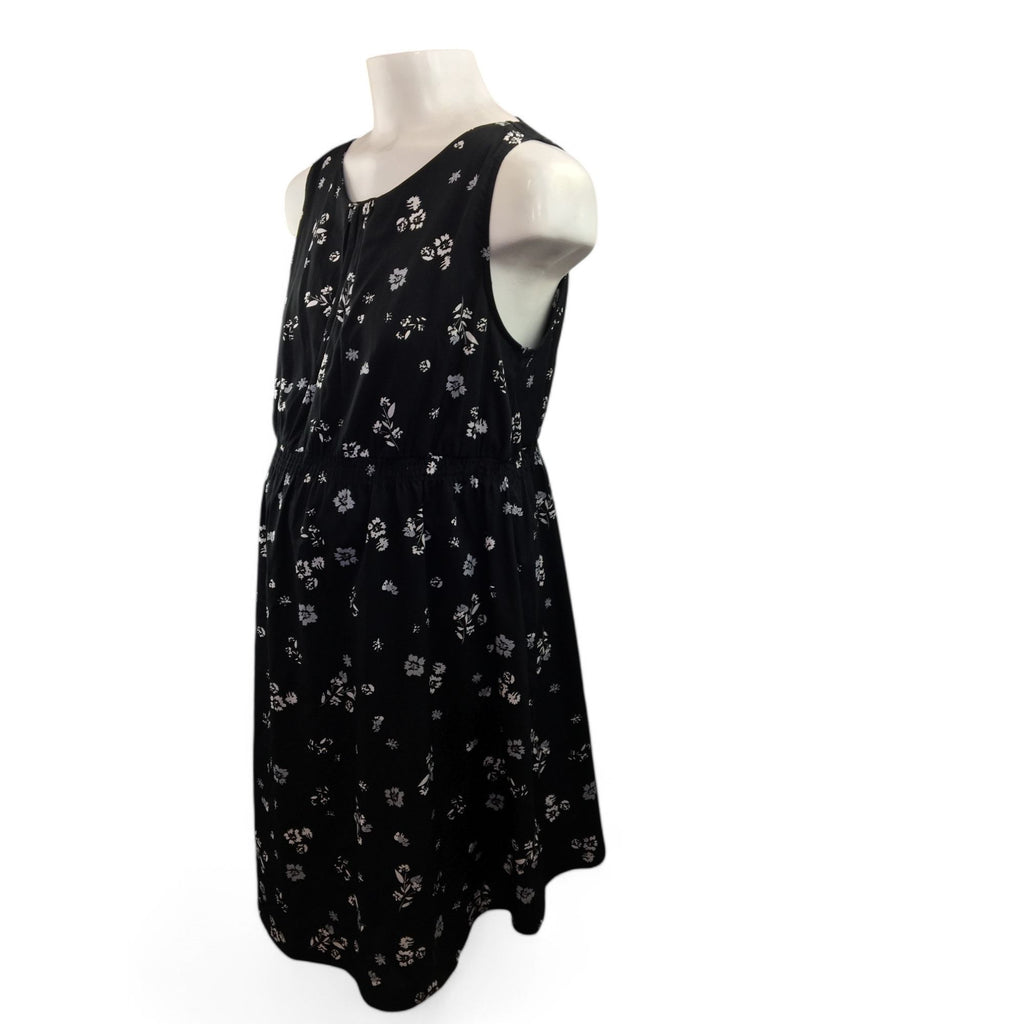 Size 14 - Black & White Floral Sleeveless Maternity Dress - New Look