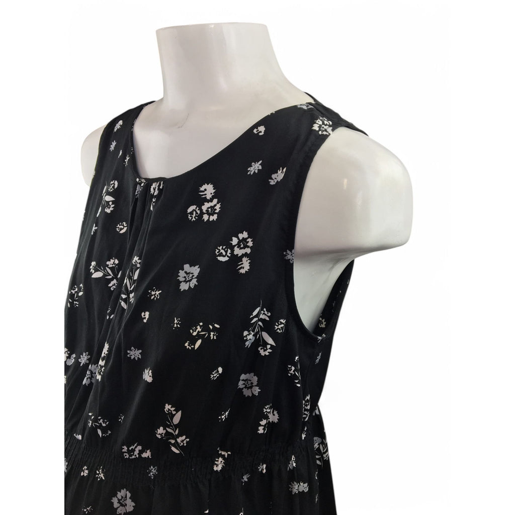 Size 14 - Black & White Floral Sleeveless Maternity Dress - New Look