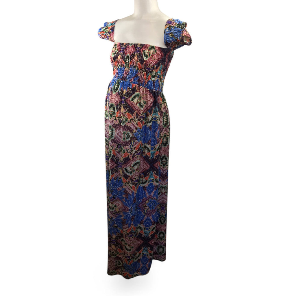 Size  34 - Colourful Paisley Shirred Maternity & Nursing Dress - Oakridge Maternity