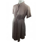 Size 32 - Beige Summer Viscose Maternity & Nursing Shirt Dress - Cherry Melon