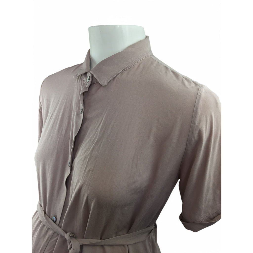 Size 32 - Beige Summer Viscose Maternity & Nursing Shirt Dress - Cherry Melon
