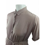 Size 32 - Beige Summer Viscose Maternity & Nursing Shirt Dress - Cherry Melon