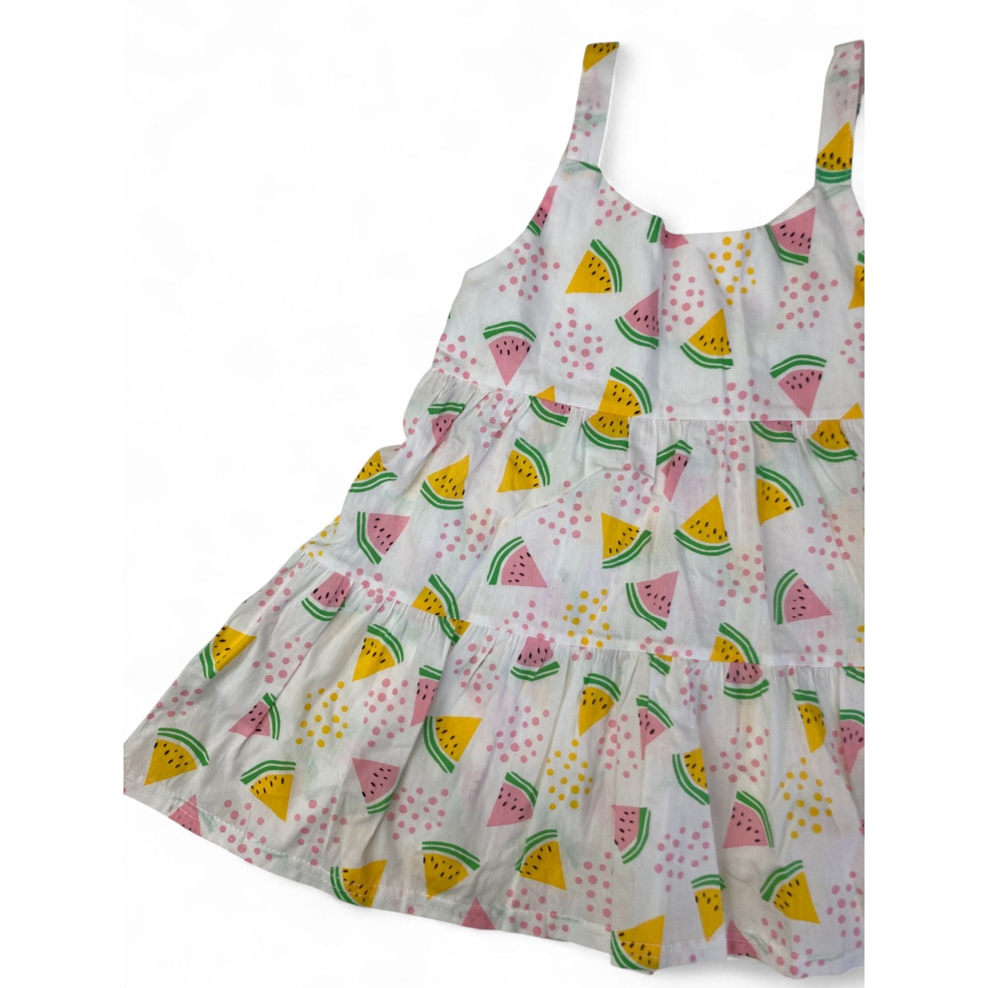 4-5Y Cream, Pink & Yellow Watermelon Summer Dress - Pop Candy