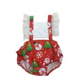 1-2Y Red Ruffled Christmas Pinafore Romper - Shein