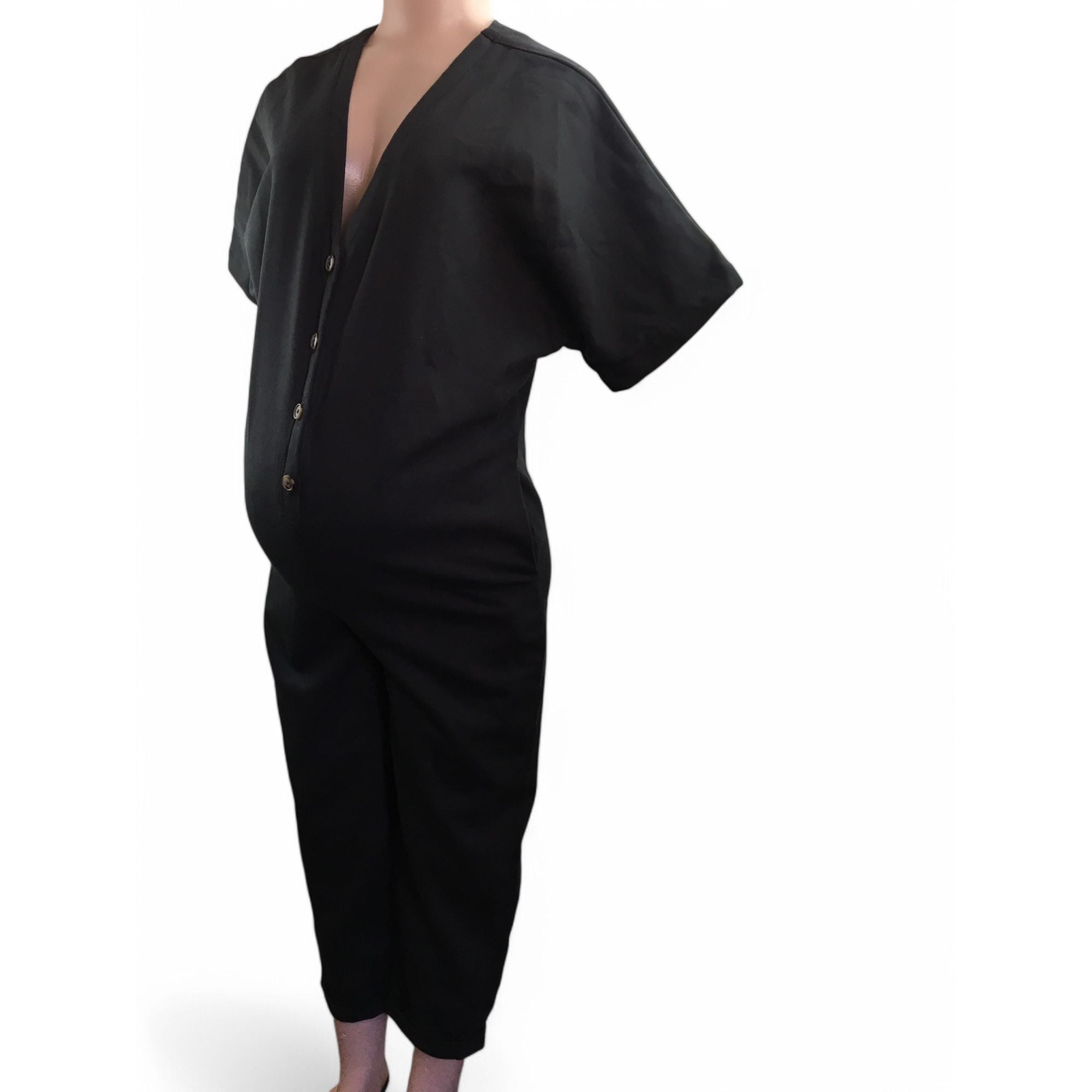 Small - Black Maternity & Nursing Boilersuit - Momsy