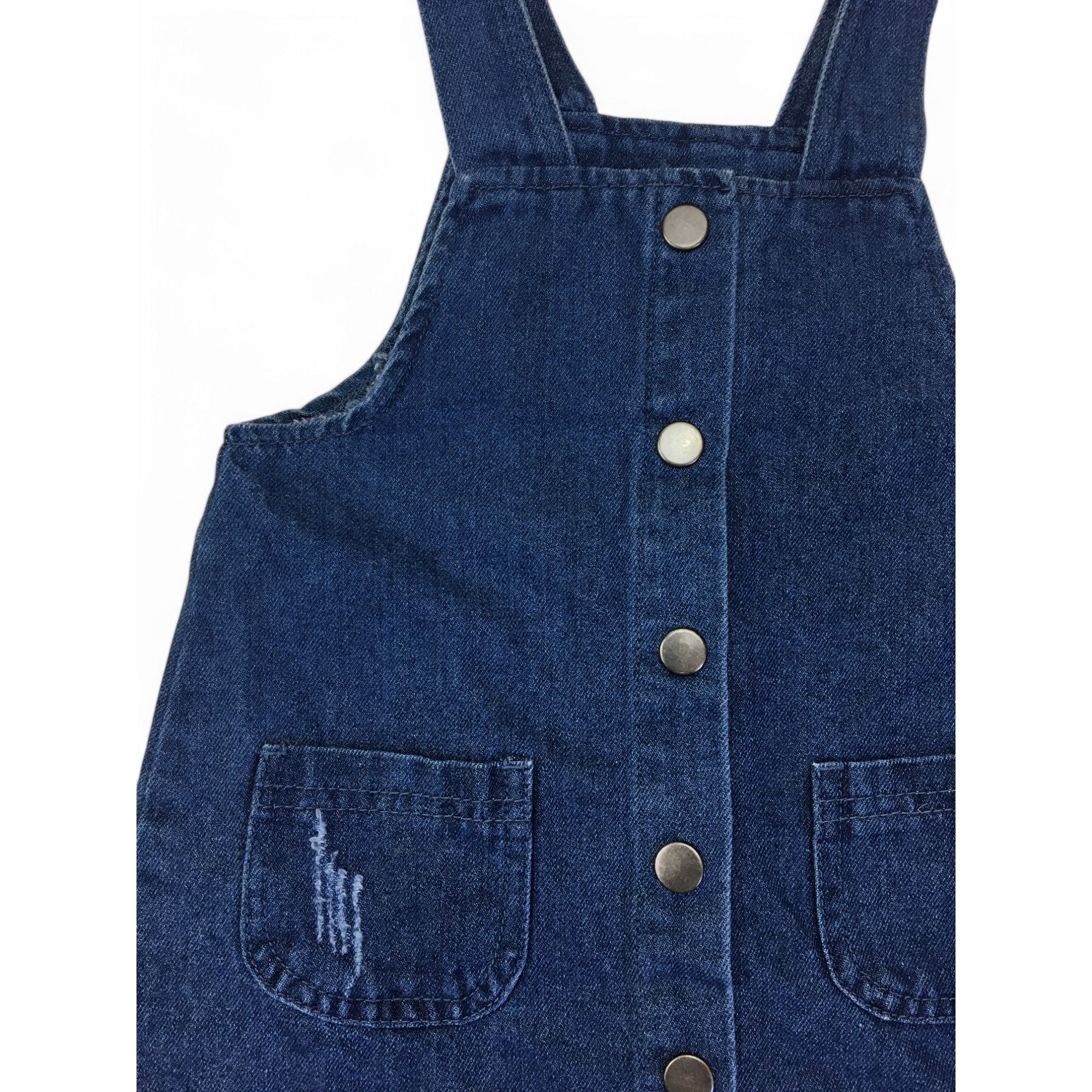 12-18M Dark Blue Denim Snap Dungaree Dress - Clicks
