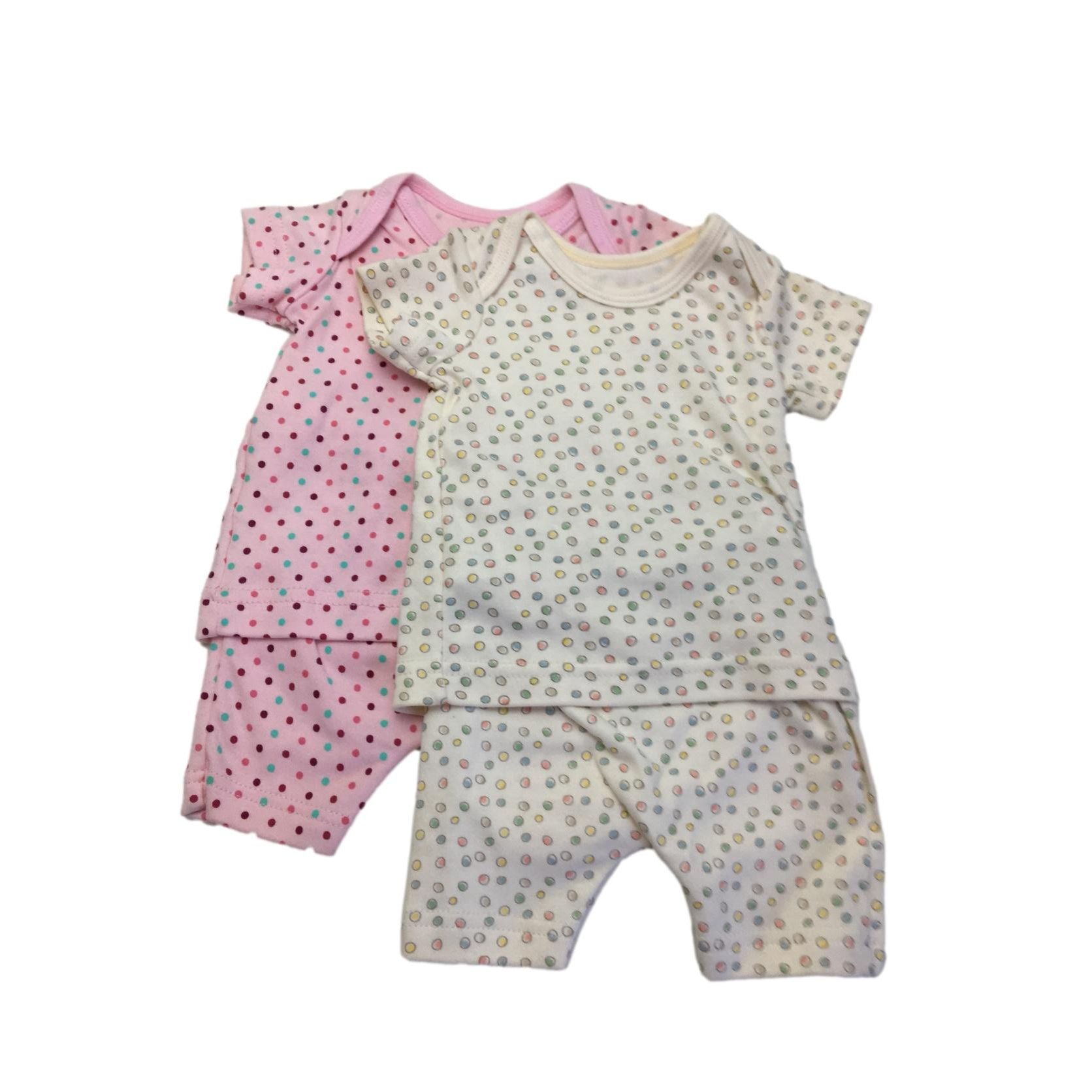 *NEW* Newborn Pink & Light Yellow Dotted Shorts & T-shirt sets - Woolworths