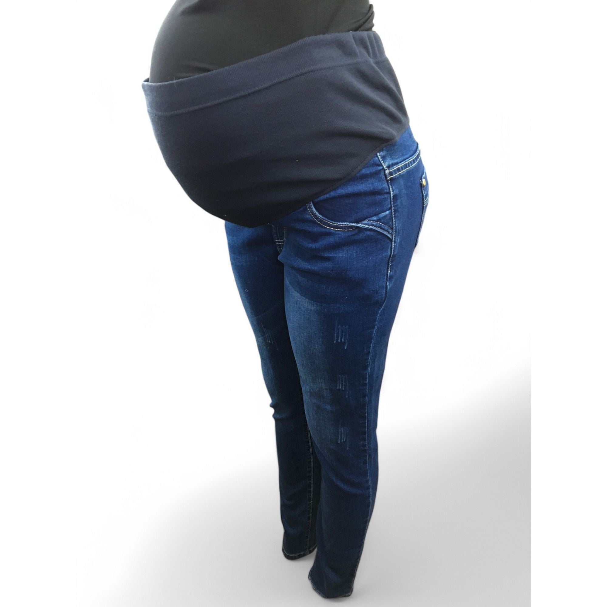 Size 34 - Dark Blue Denim Maternity Skinny Jeans - Bellyssimo